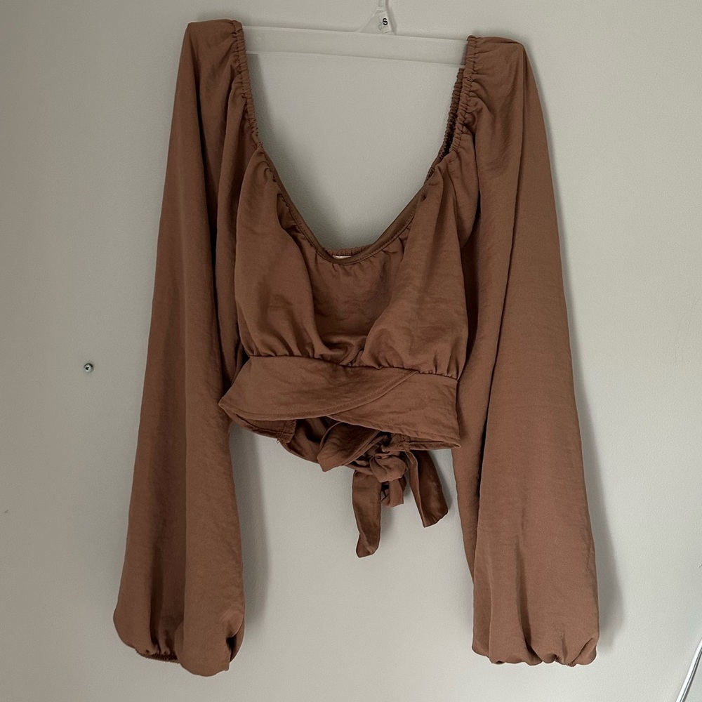 Brown, silk long sleeve